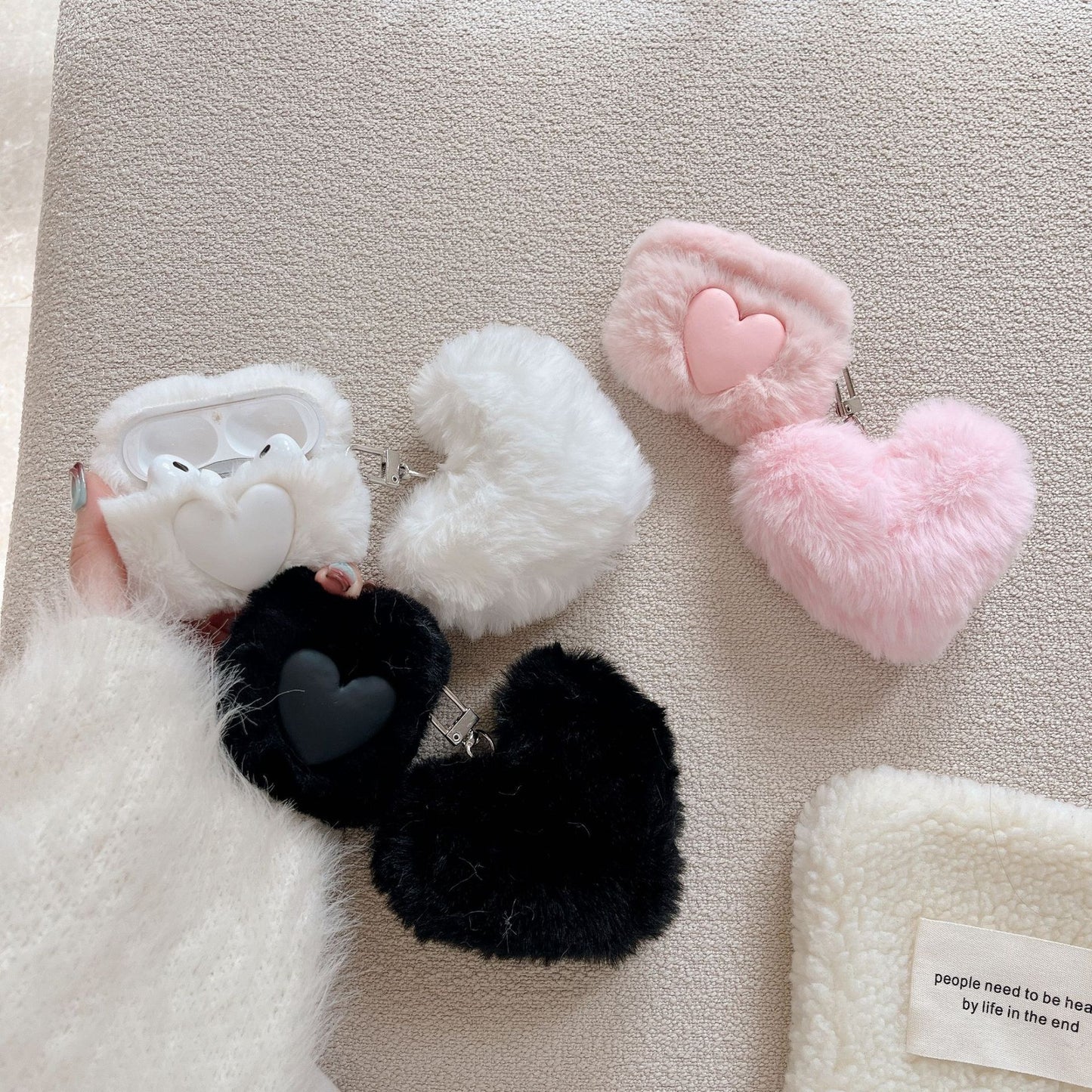 Plush Loving Heart Bluetooth Headphone Case